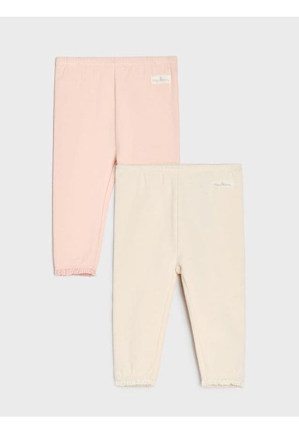 Sinsay - Ocieplane spodnie wykończone ozdobną koronką 2 pack - kremowy. Kolor: kremowy. Materiał: koronka. Wzór: koronka