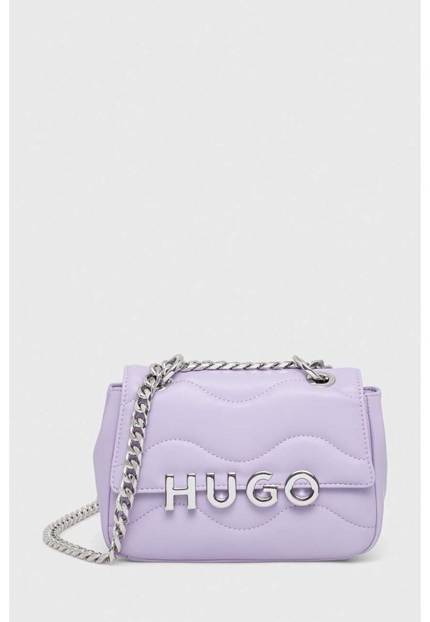 Hugo - HUGO torebka kolor fioletowy. Kolor: fioletowy. Materiał: pikowane. Rodzaj torebki: na ramię
