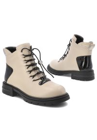 Beżowe Botki Artiker Wygodne Obuwie Damskie. Zapięcie: sznurówki. Kolor: beżowy. Materiał: materiał #5