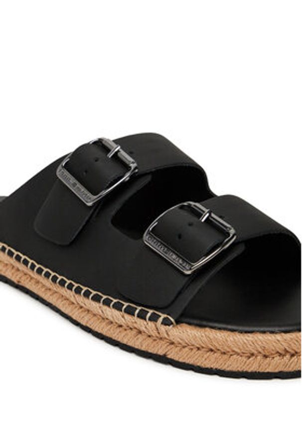 TOMMY HILFIGER - Tommy Hilfiger Espadryle Flex Jutte Hilfiger Lth Sandal FM0FM05646 Czarny. Kolor: czarny. Materiał: skóra