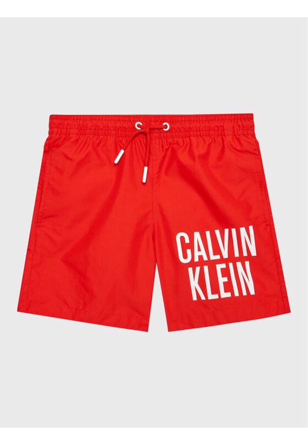 Calvin Klein Swimwear Szorty kąpielowe Medium KV0KV00021 Czerwony Regular Fit. Kolor: czerwony. Materiał: syntetyk