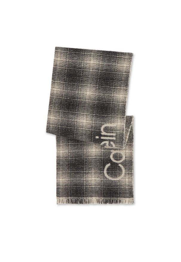 Calvin Klein Szalik Check Scarf K50K510989 Czarny. Kolor: czarny. Materiał: wełna