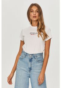 Polo Ralph Lauren - T-shirt. Okazja: na co dzień. Typ kołnierza: polo. Kolor: biały. Materiał: bawełna, dzianina. Wzór: nadruk. Styl: casual #1