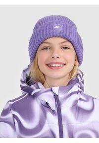 4f - 4F Czapka beanie odblaskowa dziewczęca - fioletowa Uniwersalny. Kolor: fioletowy. Materiał: syntetyk, materiał. Sezon: zima. Styl: casual, młodzieżowy, klasyczny