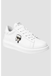Karl Lagerfeld - KARL LAGERFELD Białe męskie sneakersy skórzane KAPRI, Rozmiar 46. Okazja: na co dzień. Kolor: biały. Materiał: skóra #1