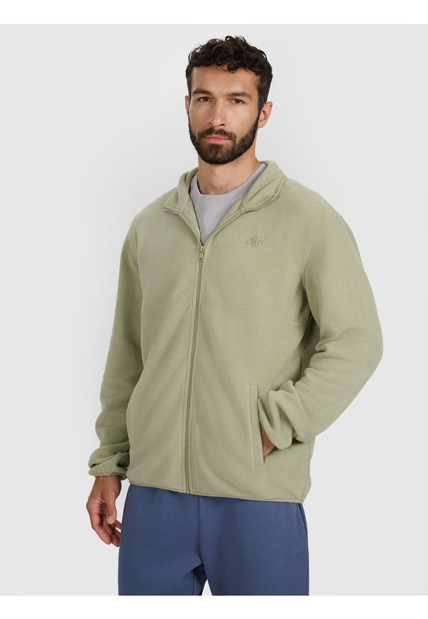 4f - 4F Polar ze stójką regular męski - oliwkowy S. Typ kołnierza: kołnierzyk stójkowy. Kolor: oliwkowy, brązowy, wielokolorowy. Materiał: polar. Sport: wspinaczka
