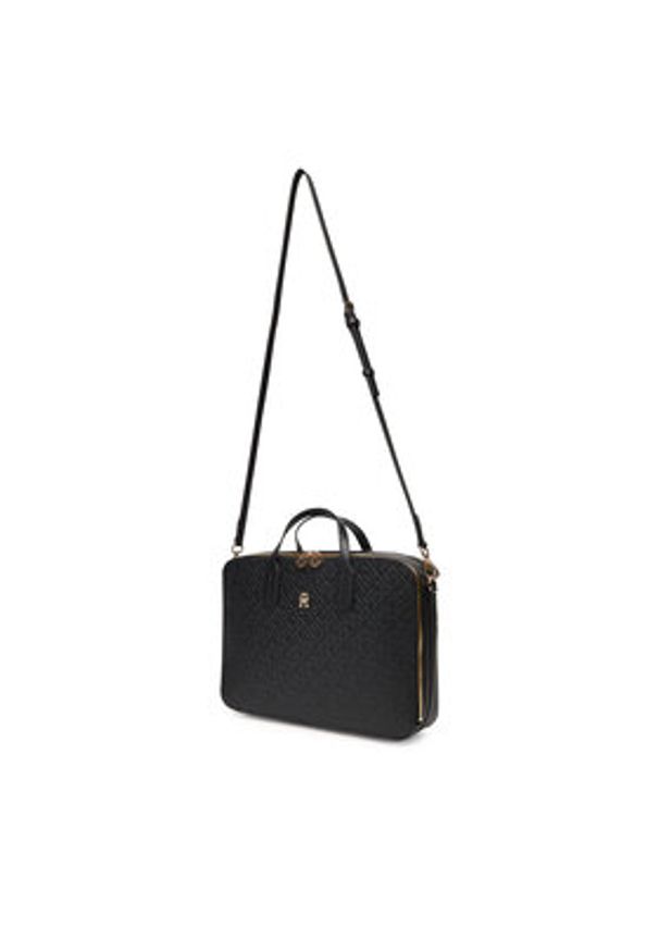 TOMMY HILFIGER - Tommy Hilfiger Torba na laptopa Th Icon Laptop Bag Mono AW0AW18003 Czarny. Kolor: czarny. Materiał: skóra