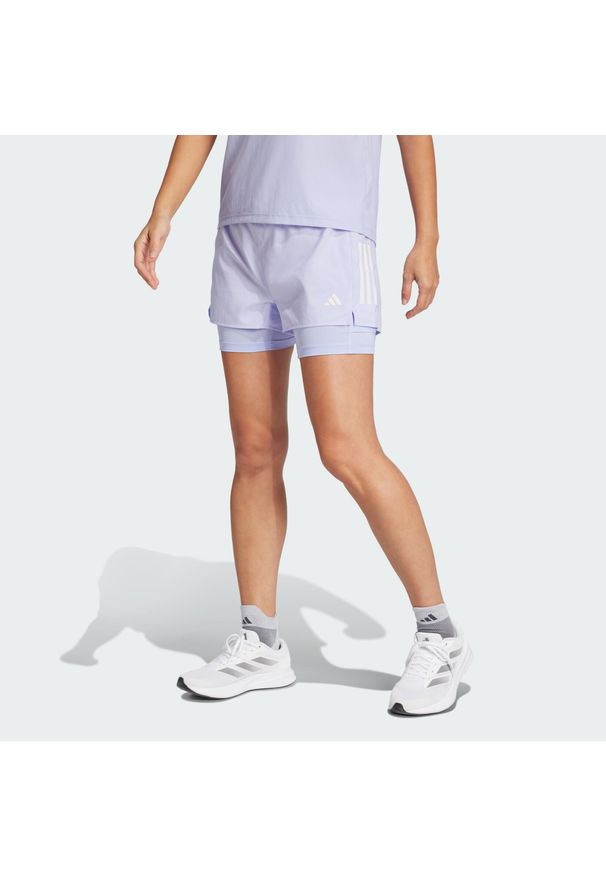 Adidas - Szorty Own the Run Climacool 2-in-1. Kolor: fioletowy. Technologia: ClimaCool (Adidas). Sport: bieganie