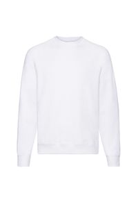 FRUIT OF THE LOOM - Męska Klasyczna Zwykła Bluza Raglanowa. Kolor: biały. Długość rękawa: raglanowy rękaw
