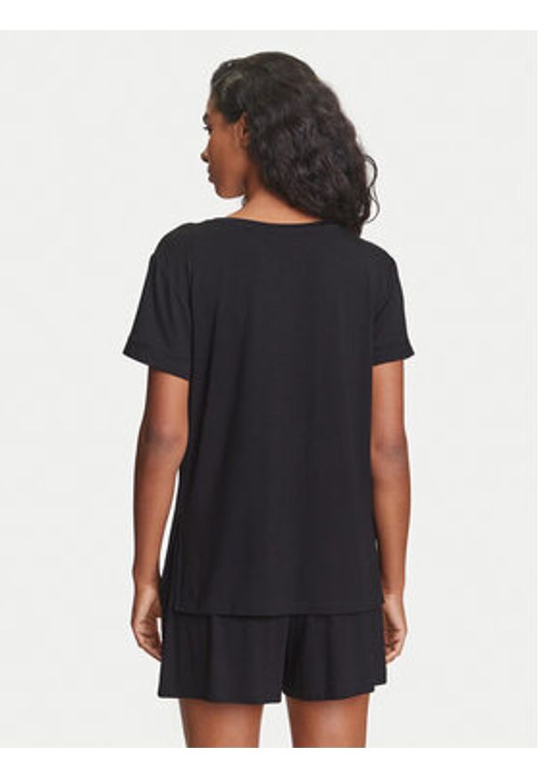 Emporio Armani T-Shirt EW000780 AF12192 UC001 Czarny Regular Fit. Kolor: czarny. Materiał: wiskoza