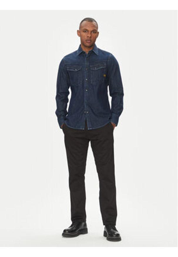 G-Star RAW - G-Star Raw Koszula jeansowa Dakota D23616-D252 Granatowy Slim Fit. Kolor: niebieski. Materiał: bawełna
