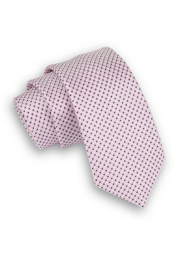 Alties - Jasnoróżowy Elegancki Krawat Męski -ALTIES- 6 cm, Pudrowy Róż, w Drobny Rzucik. Kolor: różowy. Materiał: tkanina. Styl: elegancki