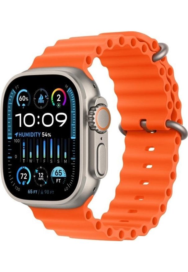 APPLE - Smartwatch Apple Watch Ultra 2 GPS + Cellular 49mm Titanium Case Ocean Band Pomarańczowy (mreh3cs/a). Rodzaj zegarka: smartwatch. Kolor: pomarańczowy