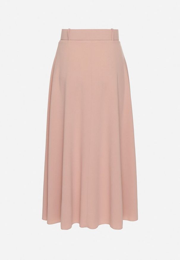 Born2be - Różowa Gładka Spódnica Maxi z Gumką w Pasie i Klamrą Orirsa. Kolor: różowy. Wzór: gładki. Styl: elegancki