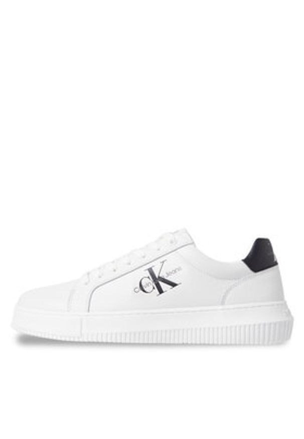 Calvin Klein Jeans Sneakersy Chunky Cupsole Monologo YM0YM00681 Biały. Kolor: biały. Materiał: skóra