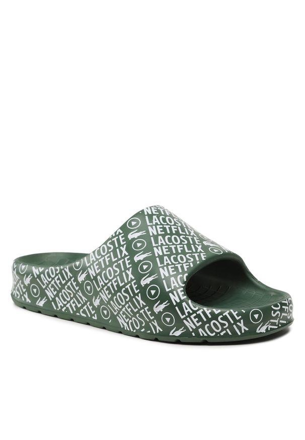 Klapki Lacoste Lacoste x Netlix 745CMA00652D2 Dk Grn/Wht. Kolor: zielony