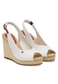 TOMMY HILFIGER - Tommy Hilfiger Espadryle Flag High Wedge Espad Slingback FW0FW08597 Biały. Kolor: biały. Materiał: materiał