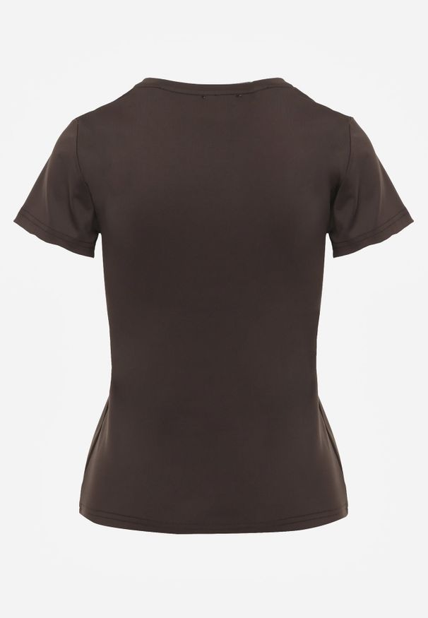 Renee - Ciemnoszary Klasyczny T-shirt o Gładkim Wykończeniu Rhethine. Kolor: szary. Materiał: zamsz, jeans. Długość: krótkie. Wzór: gładki. Styl: klasyczny
