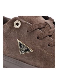 Sneakersy damskie Filippo, cholewka ze skóry naturalnej zamszowej klasyczne sznurowanie na masywnej platformie, brązowe, DP3533/26. Okazja: na co dzień. Zapięcie: sznurówki. Kolor: brązowy. Materiał: skóra, zamsz. Szerokość cholewki: normalna. Obcas: na platformie #7