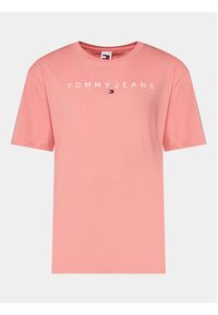 Tommy Jeans T-Shirt Linear Logo DM0DM17993 Różowy Regular Fit. Kolor: różowy. Materiał: bawełna #6