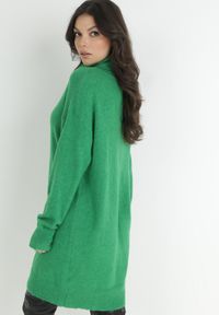 Born2be - Zielona Sukienka Wełniana Oversize z Golfem Heire. Typ kołnierza: golf. Kolor: zielony. Materiał: wełna. Sezon: jesień, zima. Typ sukienki: oversize #2