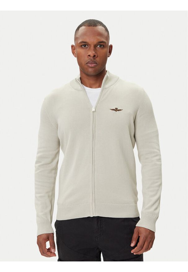 Aeronautica Militare Kardigan 252MA1580UL00506 Beżowy Regular Fit. Kolor: beżowy. Materiał: bawełna