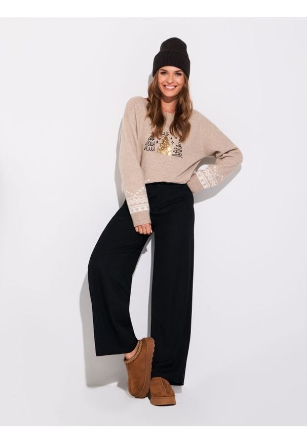 Sinsay - Świąteczny sweter z choinkami i cekinami - wielobarwny. Styl: wizytowy