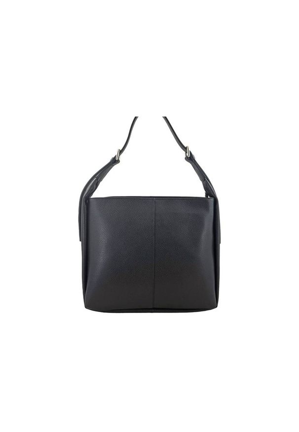 Barberini's - Shopper bag skórzany BARBERINI'S czarny 915-1. Kolor: czarny. Wzór: aplikacja. Materiał: skórzane. Styl: casual, klasyczny. Rodzaj torebki: na ramię