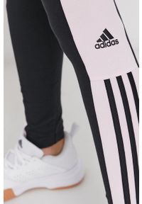 Adidas - adidas - Legginsy. Stan: podwyższony. Kolor: czarny. Materiał: dzianina, bawełna. Wzór: aplikacja #4