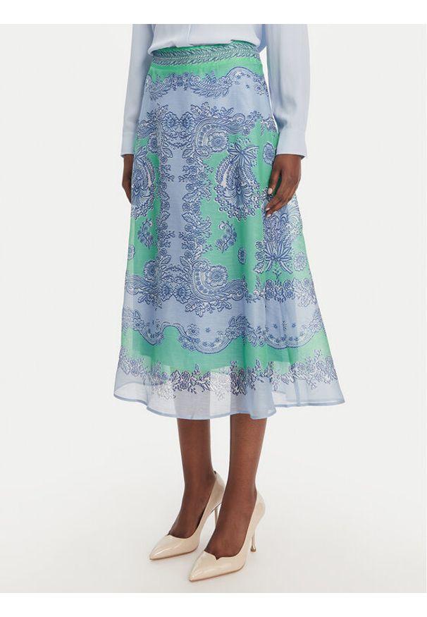 Hale bob - Hale Bob Spódnica midi with silk Winslow 61LU440A Zielony Regular Fit. Kolor: zielony. Materiał: len