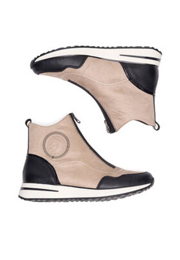 Remonte Botki D1G70-60 Beżowy. Kolor: beżowy. Materiał: materiał