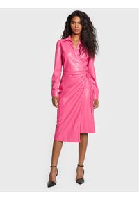 MSGM Sukienka z imitacji skóry 3341MDA04P 227615 Różowy Regular Fit. Kolor: różowy. Materiał: syntetyk, skóra