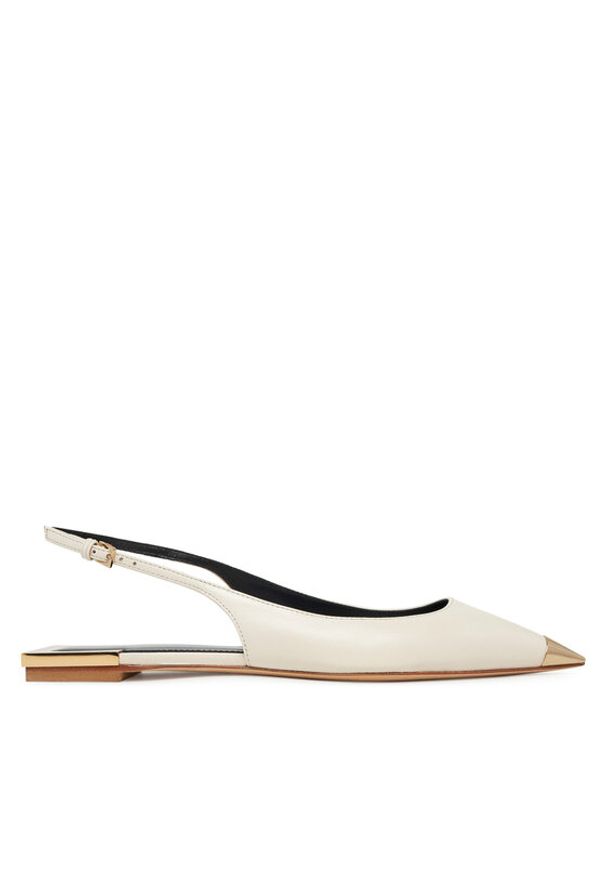 Elisabetta Franchi Baleriny SA-07L-51E2 Écru. Materiał: skóra