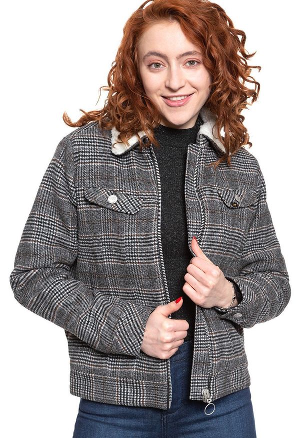 Lee - LEE WOOL CHECK SHERPA JK KHAKI L56XVLMH 112113153. Kolor: brązowy