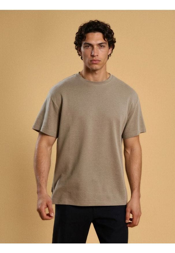 Sinsay - Bawełniana koszulka basic - zielony. Kolor: zielony. Materiał: bawełna