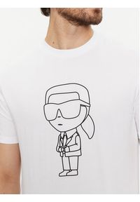 Karl Lagerfeld - KARL LAGERFELD T-Shirt 755054 542221 Biały Regular Fit. Typ kołnierza: dekolt w karo. Kolor: biały. Materiał: bawełna