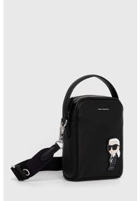 Karl Lagerfeld saszetka skórzana kolor czarny. Kolor: czarny. Materiał: skóra #4