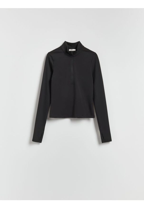 Reserved - Bluza ze stójką - czarny. Typ kołnierza: kołnierzyk stójkowy. Kolor: czarny. Materiał: dzianina