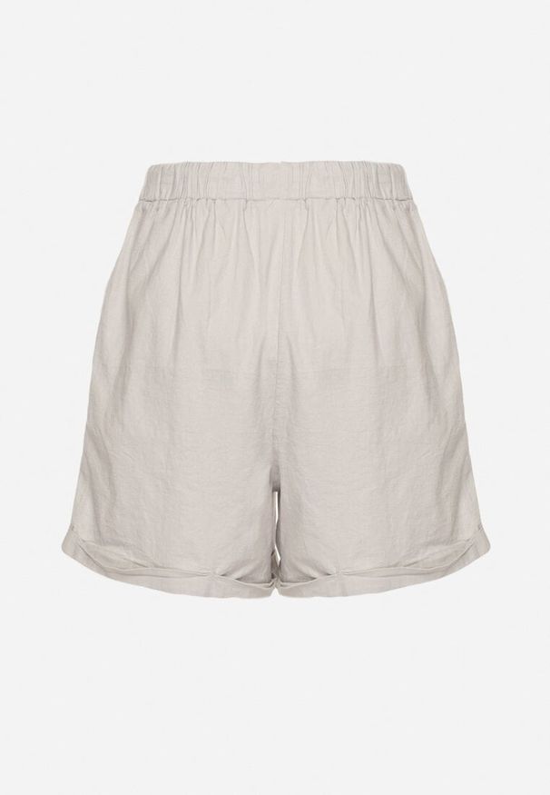 Born2be - Szare Szorty Bawełniane z Elastyczną Gumką w Talii Sarilea. Okazja: na co dzień. Kolor: szary. Materiał: bawełna. Sezon: lato. Styl: elegancki, casual