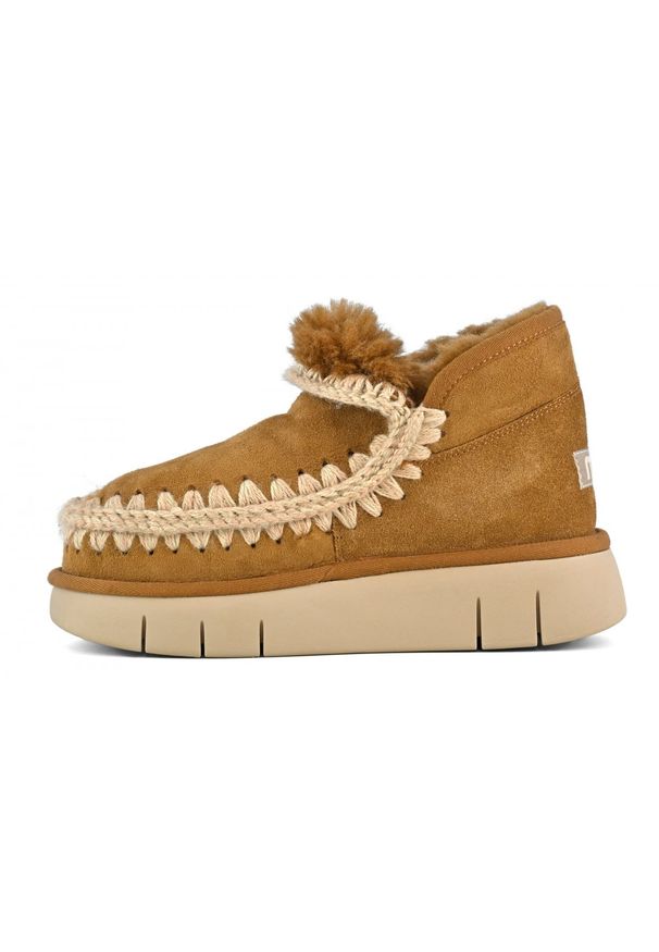 Mou - MOU Eskimo Bounce Sneaker Śniegowce damskie. Okazja: na co dzień. Kolor: brązowy. Materiał: materiał, wełna, zamsz. Sezon: zima. Styl: elegancki, klasyczny, casual