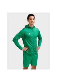 Poliestrowa bluza dresowa z kapturem i zamkiem błyskawicznym Hummel Authentic. Typ kołnierza: kaptur. Kolor: zielony. Materiał: poliester, dresówka. Sport: fitness #1