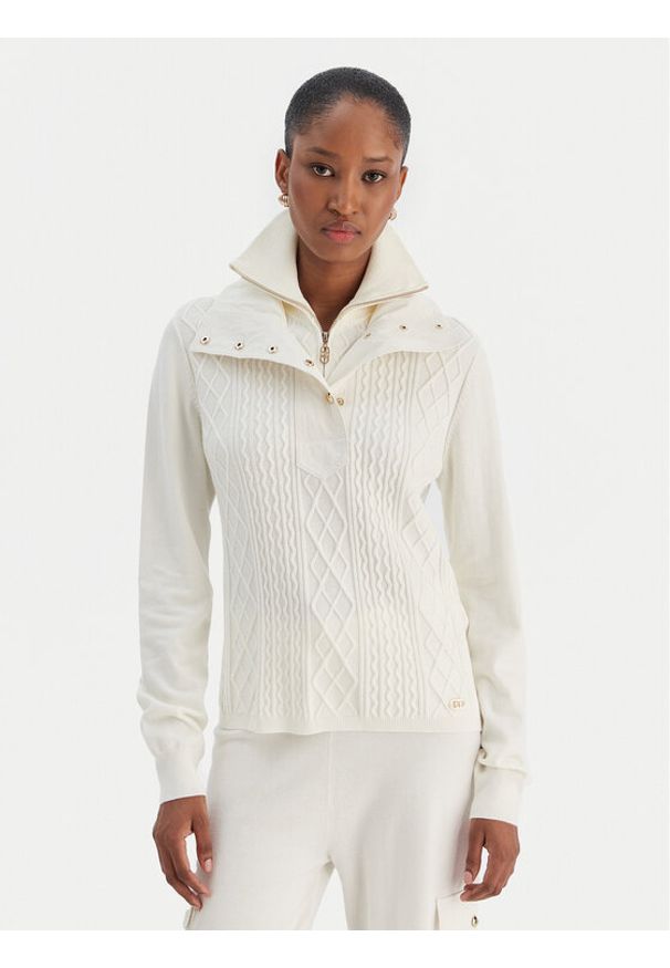 Liu Jo Sport Sweter TF5039 MS75L Écru Regular Fit. Materiał: syntetyk. Styl: sportowy