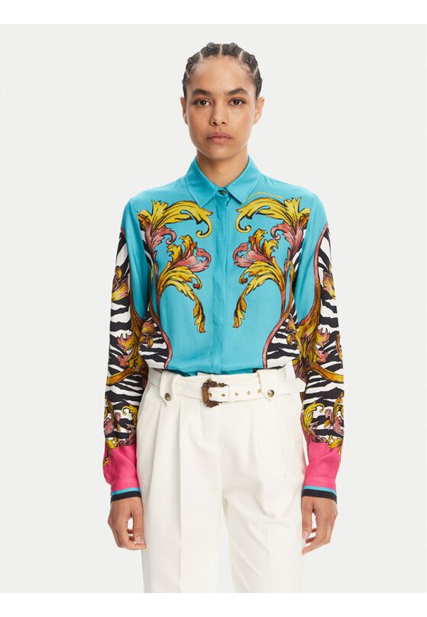 Versace Jeans Couture Koszula 78HAL2P1 Niebieski Regular Fit. Kolor: niebieski. Materiał: wiskoza