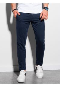 Ombre Clothing - Spodnie męskie dresowe P950 - granatowe - M. Kolor: niebieski. Materiał: dresówka. Styl: klasyczny #1