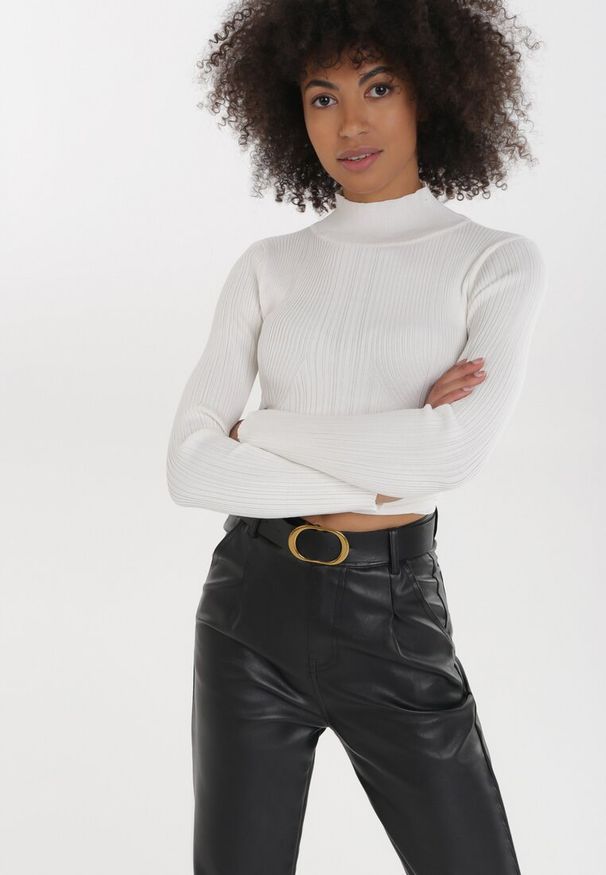 Born2be - Czarne Spodnie Lamecci. Stan: podwyższony. Kolor: czarny. Materiał: skóra. Długość: długie. Styl: rockowy, klasyczny