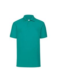 FRUIT OF THE LOOM - Męska Koszulka Polo 65/35. Typ kołnierza: polo. Kolor: zielony