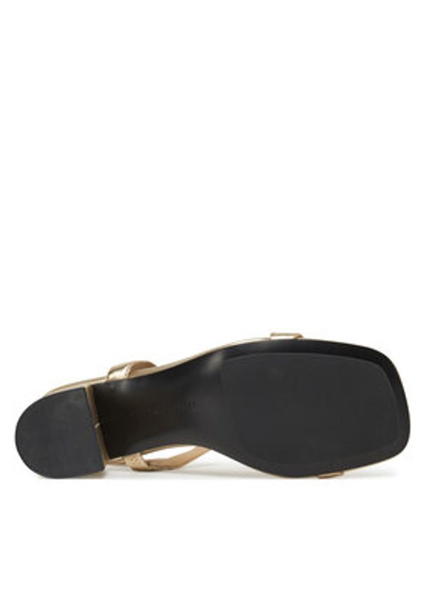 TOMMY HILFIGER - Tommy Hilfiger Sandały Leather Block Heel Sandal Metal FW0FW08590 Złoty. Kolor: złoty. Materiał: skóra