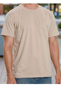 Sinsay - Bawełniana koszulka - beżowy. Kolor: beżowy. Materiał: bawełna