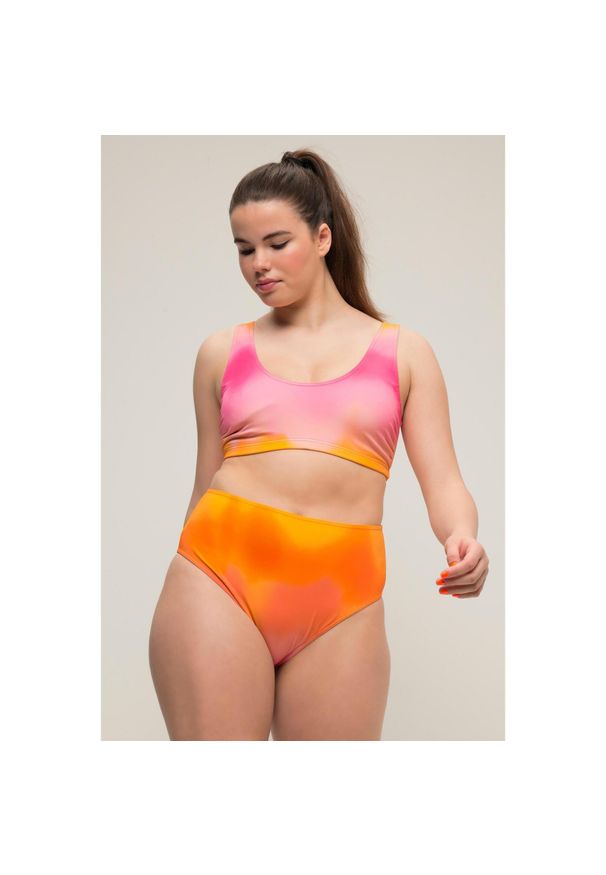 ULLA POPKEN - Damskie Figi od bikini krój z wysokim stanem cieniowanie. Stan: podwyższony. Kolekcja: plus size. Kolor: pomarańczowy. Materiał: elastan, poliamid, materiał