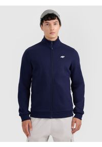4f - 4F Bluza dresowa rozpinana bez kaptura męska - granatowa S. Okazja: na co dzień. Typ kołnierza: bez kaptura. Kolor: niebieski. Materiał: dresówka. Styl: casual #1